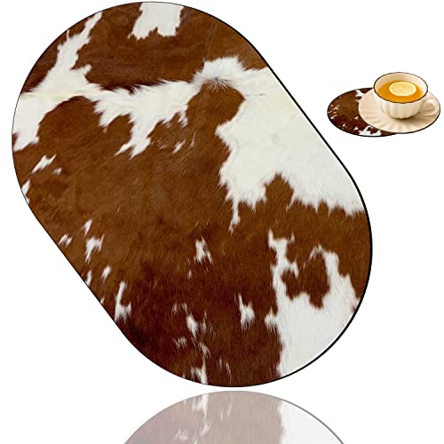 Brown Cow Print Pattern Mouse Pad and Coaster Combination, Washable Fabric Mouse Pad for Office Laptop, Non-Slip Rubber Base Mouse Pads for Wireless Mouse, Computer Mouse Pads for Desk - color: Brown Cow Print Pattern