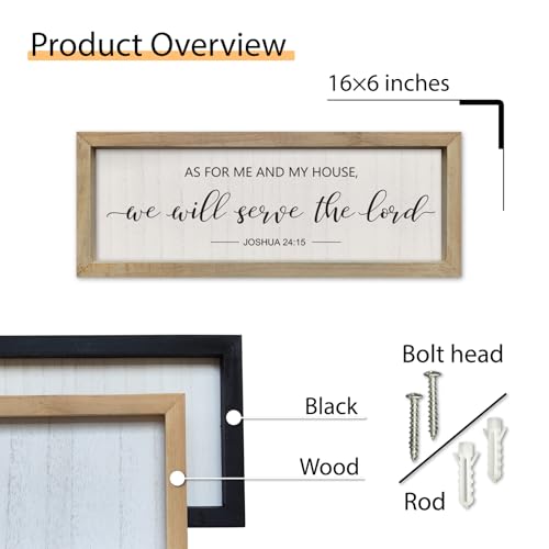 SRSZHIYUE As For Me And My House We Will Serve The Lord Wall Decor 16"×6" Bedroom Above Bed Sign Christian Wood Framed Wall Hanging Art (Wood) - color: As For Me And My House We Will Serve The Lord (Wood), size: 16"L x 6"W