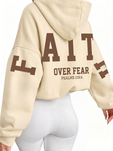 Christian Hoodies Women Blessed Sweatshirts Jesus Religious Sayings Sweater - color: Apricot 2, size: X-Large