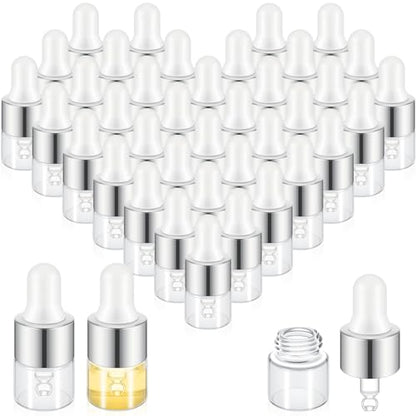 Didaey 100 Pcs Mini Glass Oil Dropper Bottle, 1 ml, Classic Silver - color: Classic Silver, size: 1 ml