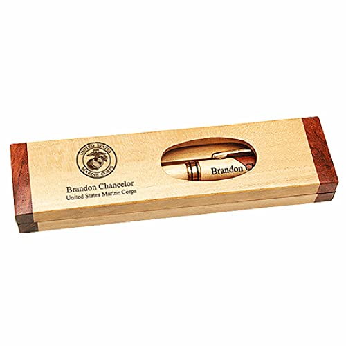 Executive Gift Shoppe | US Marines Maple & Rosewood Engraved Pen and Box