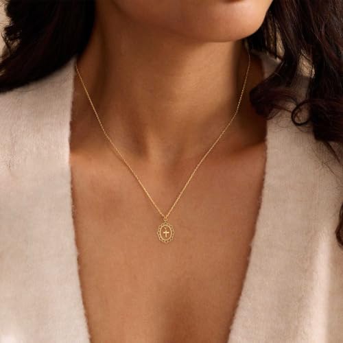 Cross Necklace for Women, Dainty Gold Necklace Tiny Cross Charm Necklace - color: Gold-Cross 7