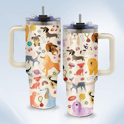 Christian Gifts for Women 40oz Tumbler - Insulated Travel Mug with Handle (Dog 1, 40 Ounces) - color: Dog 1