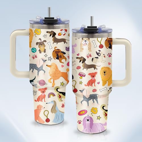Christian Gifts for Women 40oz Tumbler - Insulated Travel Mug with Handle (Dog 1, 40 Ounces) - color: Dog 1