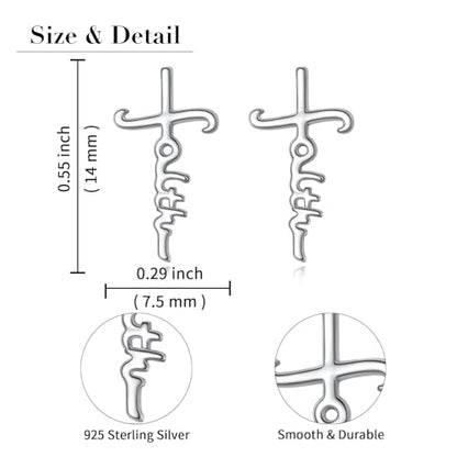 925 Sterling Silver Infinity Love of God Simple Dainty Faith Cross Dangle Earrings Religious Gift for Women - color: Faith Cross