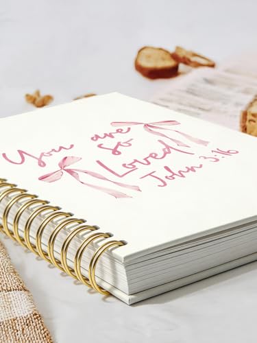 Pink Ribbon Bow Christian Notebook Journal, Christian Gifts for Women, You Are So Loved Bible Verse Notebooks for Work, Religious Scripture Hardcover Spiral Notebook Journal 5.5x8.3 - color: JOHN 3:16