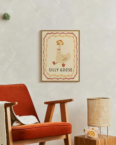 WHASAYART Cute Silly Goose Decor Funny Animal Framed Canvas Wall Art 12x16 - color: Silly Goose