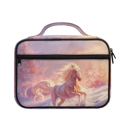 Bible Cover Church Carrying Book Case Polyester Bible Protective with Pen Slots and Zippered Pocket Customizable - color: White Horse