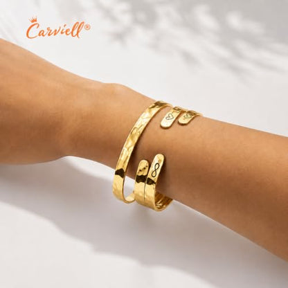 Carviell Bracelets for Women – 100+ Meaningful Engraved Messages – Solid 316L Surgical Stainless Steel Cuff Bracelet – Gift Ready - color: BADASS Gift - You F***king Got This