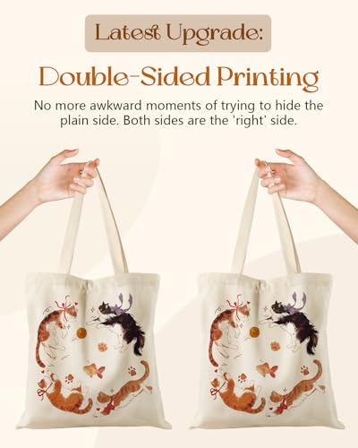 Miss Adola Canvas Tote Bag with Zipper for Women - color: Four Cats