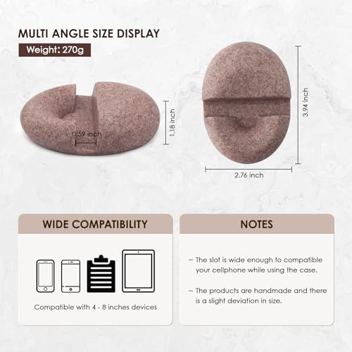 Artificial Stone Cell Phone Stand for Desk Handcraft Pebble Shape Minimalist Decor for Desk Kitchen Counter Office Easy of Use Sturdy and Stable(Peach Blossom Red Granite Rock Style) - color: Peach Blossom Red