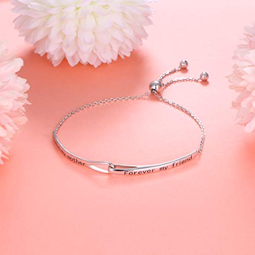 Sterling Silver Engraved Inspirational Adjustable Infinity Bracelet Graduation Gift for Mother Sister Best Friend Jewelry for Women - style: Always my mother Forever my friend