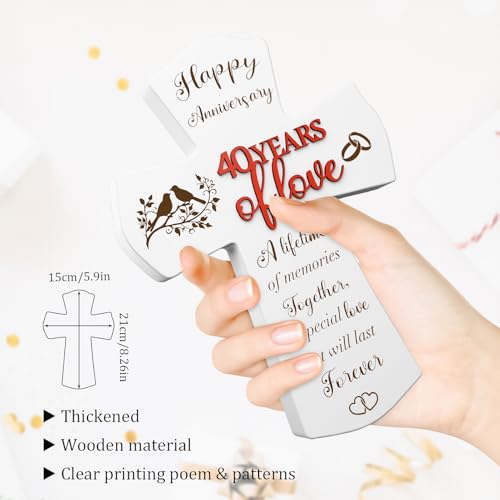 40th Anniversary Wedding Gifts for wife husband, Religious Cross Gifts for women men,40 year Romantic Anniversary Marriage Gift for Her,Him,Couple,Parents,Friends,Wedding Anniversary Decorations - style: 40 years of marriage