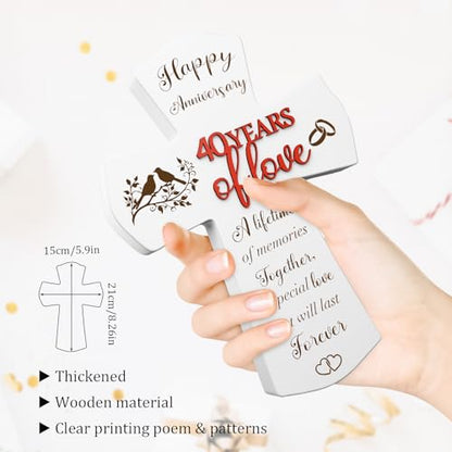 40th Anniversary Wedding Gifts for wife husband, Religious Cross Gifts for women men,40 year Romantic Anniversary Marriage Gift for Her,Him,Couple,Parents,Friends,Wedding Anniversary Decorations - style: 40 years of marriage
