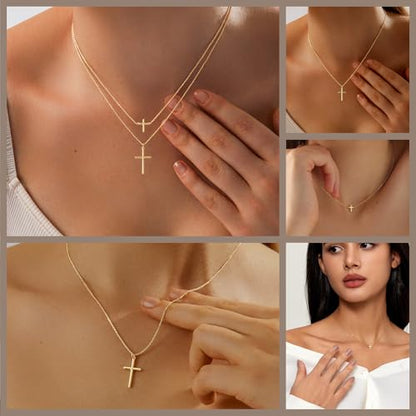 HAXIYA Cross Pendant Necklaces for Women Layered Cross Choker Faith Jewelry - style: Simple+Mini-Gold