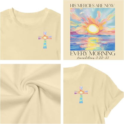 Christian Shirts for Women Bible Verse Shirt Jesus Faith T-Shirt Inspirational Religious Gift Tee Tops - color: Apricot, size: Medium