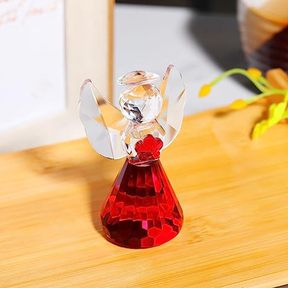 YWHL Red Crystal Guardian Angel Gift for Women, Christmas Angel Figurine - color: Red