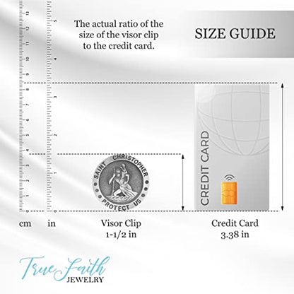 True Faith Jewelry Round Pewter St Christopher Medal Visor Clip for Car, Patron Saint of Travelers, Gift for New Driver, Fine Pewter (92% Tin), 1-1/2 x 1-1/2 Inch - size: St. Christopher (Round) 1