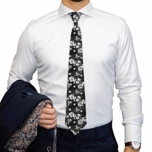 funny Ties for Men Business Novelty Men's Neckties for Festival Holiday Party Valentine's Day Wedding Christmas - color: Tropical Hibiscus Flowers