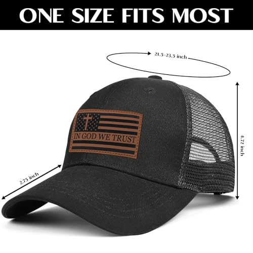 Christian Jesus Cross Hat American Flag Adjustable Faith Baseball Cap - Ideal Religious Gifts for Birthdays, Father's Day - color: Black