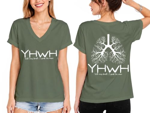 YHWH Shirt Yahweh Shirt for Women Christian Faith T-Shirt - color: Green-v, size: Small