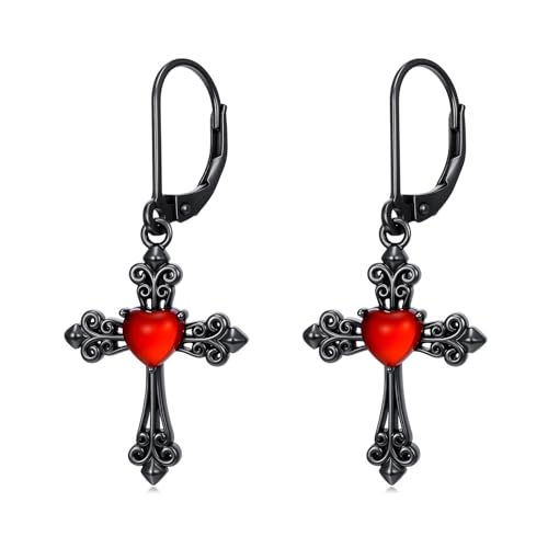 HPQQ Earrings for Women Sterling Silver Dangle Earrings Birthday Christmas Jewelry Gifts for Women Wife Mom - color: White Gold-Cross