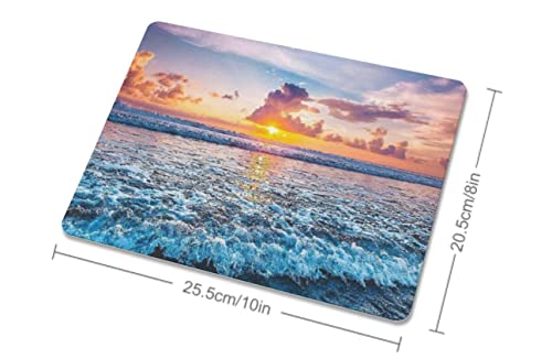 Sunset Ocean Wave Mouse Pad, Square Mousepad,Waterproof Mouse Mat Non-Slip Rubber Base MousePads for Office Home Laptop Travel, 9.5"x7.9"x0.12" Inch - color: S1004