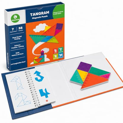 TRAVOFUN Magnetic Tangram Puzzle | Travel Games for Kids Ages 4-8 - style: Tangrams Game