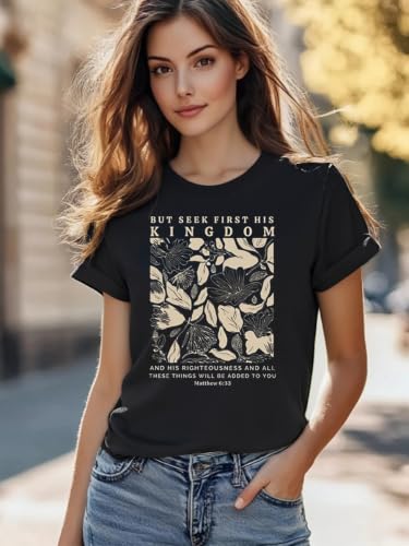 Christian Bible Verse T Shirts for Women - color: Black1, size: X-Large