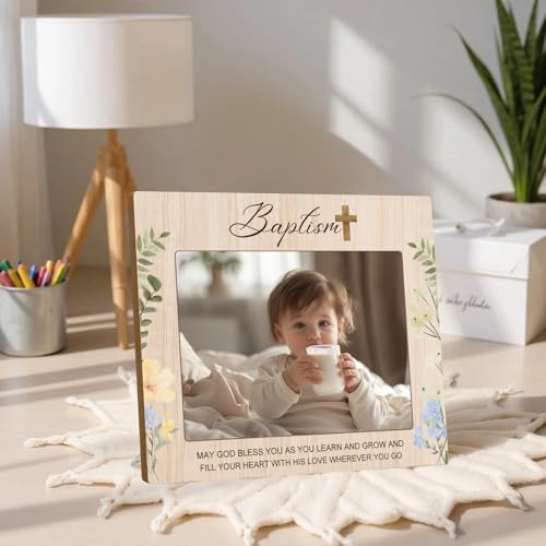 Baptism Picture Frame, Baptism Gifts for Boys Girls with Keepsake Gift Box - color: Floral Blessing 5x7