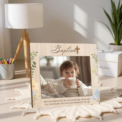Baptism Picture Frame, Baptism Gifts for Boys Girls with Keepsake Gift Box - color: Floral Blessing 5x7
