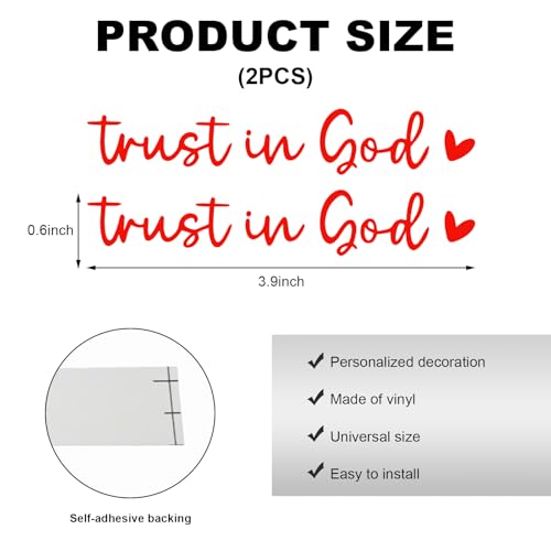 DXNQ 2PCS Trust in God Rearview Mirror Decals, Automotive Vinyl Rear View Mirror Decorative Stickers, Waterproof Trust in God Stickers for Car Truck Laptop, Car Accessories (Red) - color: Red, size: 2PCS