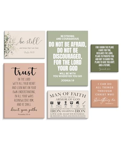 Set of 6 Framed Motivational Christian Bible Verse Wall Art - color: Christian