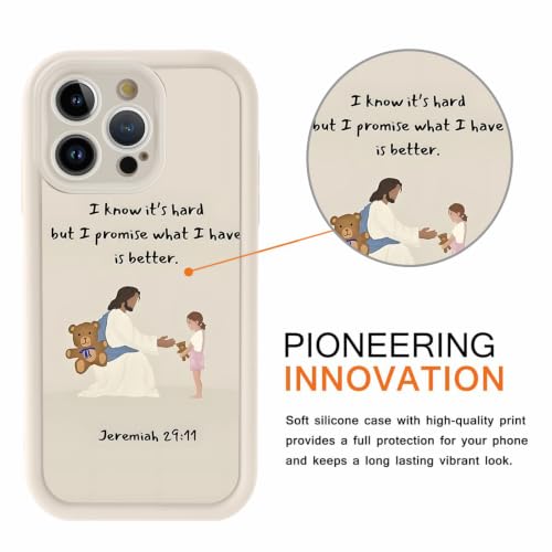 for iPhone 15 Pro Max 6.7'' Cute Bible Verse Bear Phone Case - color: White-Jesus Bear, size: iPhone 15 Pro Max