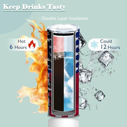 ATHAND 20oz Patriotic American Flag Stainless Steel Tumbler with Lid,1 Pcs - color: American Flag