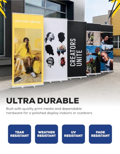 Custom Retractable Banner Stand - Ready in 1 Day - Personalized 33" x 81" Roll Up Banner, Full Color Pop Up Display Sign with Travel Bag & Stand for Important Events, Trade Shows & Photo Booths