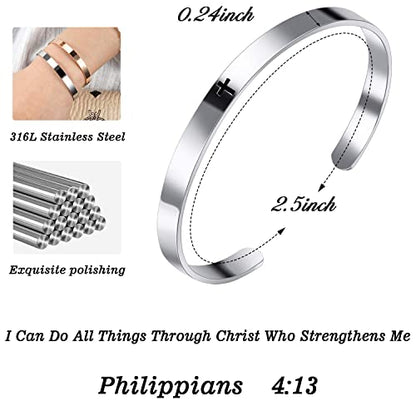 MUERDOU Inspirational Cuff Bracelet Bangle for Women Christian Bible Verse Bracelet Prayer Faith Religious Stainless Steel Bangle Gifts for Her - style: I can do all things