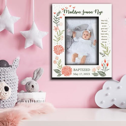 BELLA BUSTA-Personalize -Baptism, Dedication, Confirmation, First Communion Theme Picture Frame-Keepsake from Godparents, Friends, Family-UV Print Frame (Orange (5x7 Vertical)) - color: Orange (5x7 Vertical)