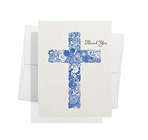Twigs Paper Christian Cross Thank You Cards, 12 Blank Note Cards - color: Christian Cross Thank You, size: 12-Count