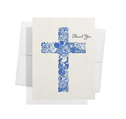 Twigs Paper Christian Cross Thank You Cards, 24 Blank Note Cards - color: Christian Cross Thank You, size: 24-Count