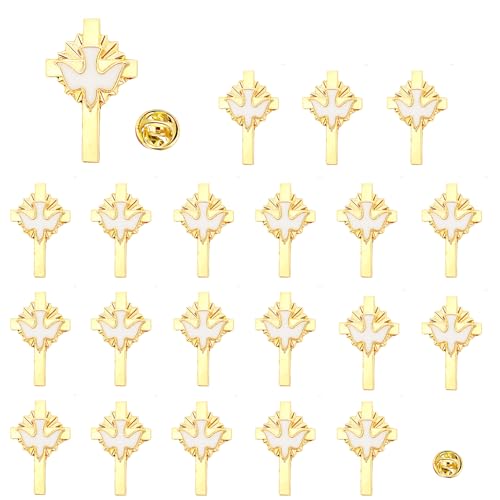 Holy Spirit Cross Dove Lapel Pins, Religious Brooches for Sacramental Gifts