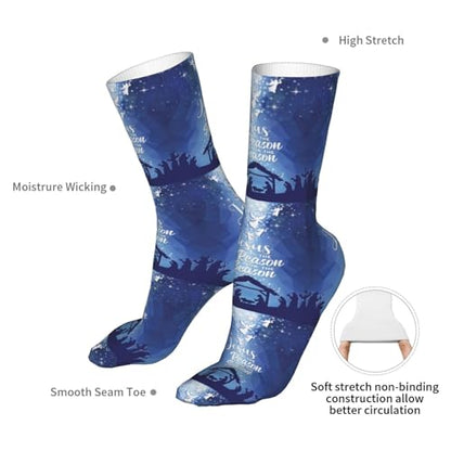 Happy New Year 2024 Unisex Sports Socks - Winter Casual Dress Fashion Socks - color: Jesus is the Reason for the Christmas Season-1
