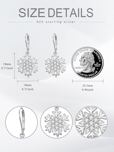 Dorunmo 925 Sterling Silver Dangle Drop Earrings for Women Holiday Earrings Hypoallergenic Halloween Christmas Jewelry Festival Gifts for Women - style: Christmas-Snowflake-03