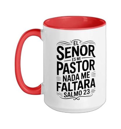 Spanish Christian With a Bible Verse Quote El Senor Es Mi Ceramic Mug, Red/White, 15oz - color: Red/White, size: 15 Ounces