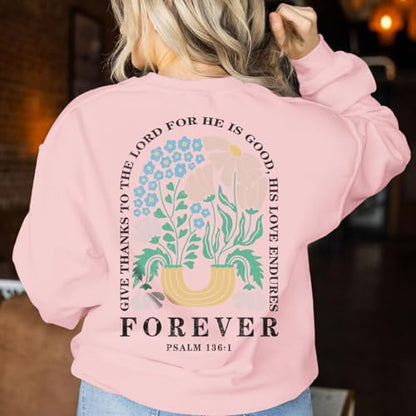 KEEVICI Women Christian Jesus Faith Sweatshirts Bible Verse Flower Floral Sweatshirt Religious God Graphic Oversized Hoodie - color: Pink, size: X-Large