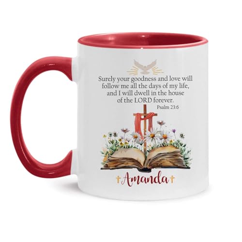 Bible And Daisy Coffee Mug, Customized Name Christian Cup, Gift For Daughter, Religious Themed Accent Mug 11oz 15oz, Personalized Cross Ceramic Cup, Custom Bible Verse Mug - color: XUA-624-2337-Daisy Bible With Dove