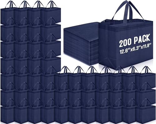 Windyun Reusable Grocery Bags Non Woven with Handles - color: Navy Blue
