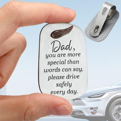 Fathers Day Male Gift Metal Car Visor Clip Drive Safe Auto Visor Clips Guardian Angel Inspirational Gifts 2 inches for Fathers Day Men Birthday car(Dad) - style: Dad