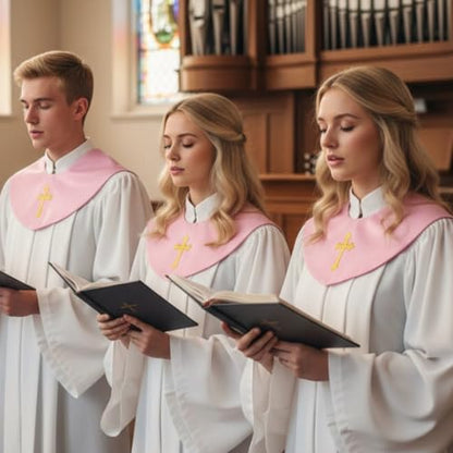 Unisex V-Shape Church Choir Stole with Cross for Adults Church - color: Pink, size: White Cross
