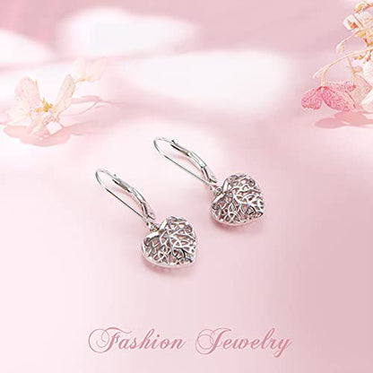S925 Sterling Silver Heart Dangle Drop Earrings for Women Jewelry Gift - style: Celtic knot Heart